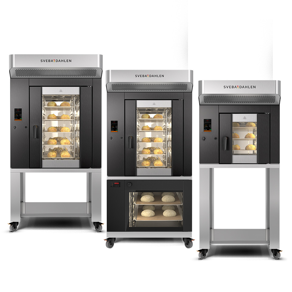 Instore bakery rotating mini rack oven s-series with underbuilt proofer sveba dahlen