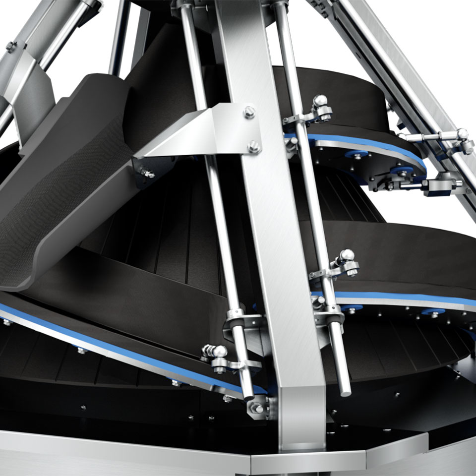 Cone rounder with robust construction with stainless steel frame, cover and hygenic materials glimek