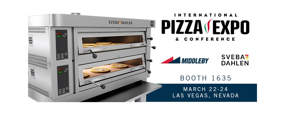 See Sveba Dahlen electric high temp pizza oven 932 fahrenheit live at international pizza expo middley booth